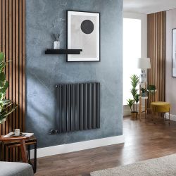 Milano x ECOSO Aruba - Electric Anthracite Horizontal Designer Radiator - Choice of Size and Wi-Fi Thermostat - Plug-In and Hardwired Options