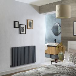 Milano x ECOSO Capri - Electric Anthracite Horizontal Designer Radiator - 635mm Tall - Choice of Size and Wi-Fi Thermostat - Plug-In and Hardwired Options
