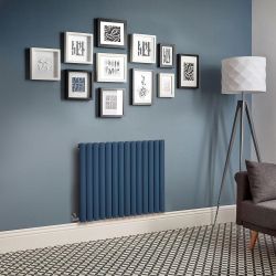 Milano x ECOSO Aruba Electric - Deep Sea Blue Horizontal Designer Radiator - 635mm Tall - Choice of Size, Thermostat and Cable Cover