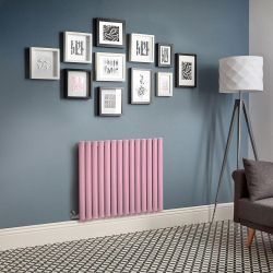 Milano x ECOSO Aruba Electric - Camellia Pink Horizontal Designer Radiator - 635mm Tall - Choice of Size, Thermostat and Cable Cover