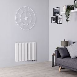 Milano Aruba Flow - White Horizontal Side Connection Designer Radiator - 635mm Tall (Double Panel) - Choice Of Width