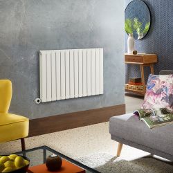 Milano x ECOSO Alpha - Electric White Horizontal Designer Radiator - 635mm Tall - Choice of Size and Wi-Fi Thermostat - Plug-In and Hardwired Options