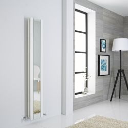 Milano Icon - White Vertical Designer Radiator with Mirror - Choice of Size