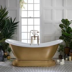 Milano Towneley - Traditional Double Ended Freestanding Bath with Base - 1750mm x 730mm - Choice of Metallic Colours