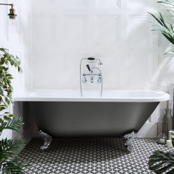 Milano Legend - Traditional Freestanding Corner Bath - 1685mm x 750mm - Choice of Metallic Colours, Feet Finish and Left/Right Hand Options