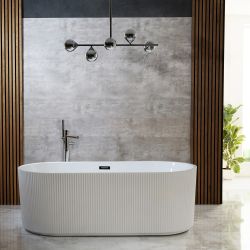 Milano Florence - Modern Double-Ended Fluted Freestanding Bath - 1700mm x 800mm - Choice of Overflow finish