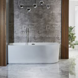 Milano Florence - Modern Fluted Corner Bath - 1700mm x 800mm - Choice of Hand and Overflow Finish