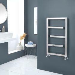 Milano Eclipse - Mirror Polished Designer Heated Towel Rail - 880mm x 500mm