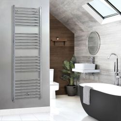 Milano Kent - Electric Chrome Curved Heated Towel Rail - Choice of Size and Heating Element