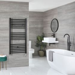 Milano x ECOSO Nero Electric - Black Straight Heated Towel Rail - Choice of Size and Heating Element