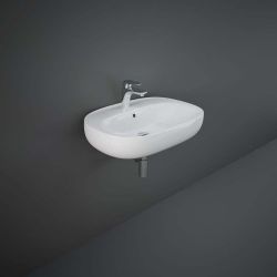 RAK Illusion - Gloss White Modern Wall Hung Basin - 660mm x 440mm (1 Tap-Hole)