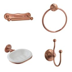 Milano Elizabeth - Traditional 4 Piece Brushed Copper Bathroom Accessory Pack