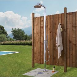 Milano Sevilla - Chrome Outdoor Shower with Shower Head and Hand Shower (2 Outlet)