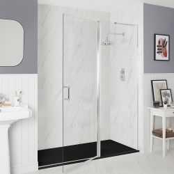 Milano Langley - Chrome Traditional Hinged Single Door Shower Enclosure with Slate Tray - Choice of Size
