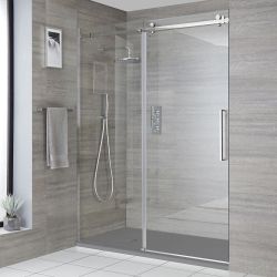 Milano Portland - Frameless Sliding Shower Door with Slate Tray - Choice of Sizes