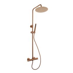 Milano Alara - Modern Thermostatic Bar Shower Valve with Round Shower Head and Hand shower - Brushed Copper