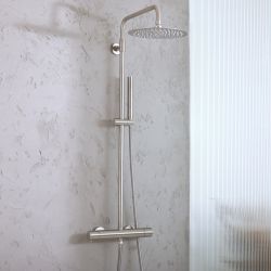 Milano Elements - Modern Thermostatic Bar Shower Valve with Round Shower Head and Hand Shower - Choice of Finish