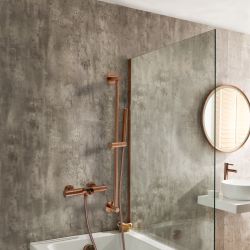 Milano Arlo - Modern Round Thermostatic Bar Shower Valve with Bath Spout, Hand Shower and Riser Rail - Choice of Finish