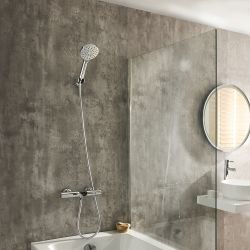 Milano Arlo - Modern Round Thermostatic Bar Shower Valve with Bath Spout and Hand Shower - Choice of Finish