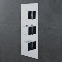 Milano Arvo - Modern 3 Outlet Square Triple Diverter Thermostatic Shower Valve - Chrome