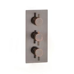 Milano Amara - Modern 2 Outlet Triple Thermostatic Shower Valve - Aged Bronze