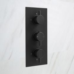 Milano Nero - Triple Thermostatic Diverter Shower Valve - Three Outlets - Black