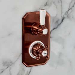 Milano Elizabeth - Traditional Concealed Thermostatic Twin Shower Valve - Brushed Copper