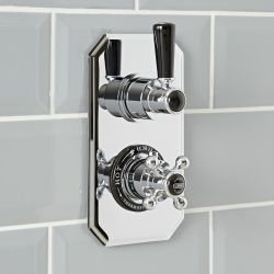 Milano Elizabeth - Traditional Concealed Thermostatic Twin Shower Valve - Chrome and Black