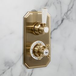 Milano Elizabeth - Traditional Concealed Thermostatic Twin Shower Valve - Brushed Brass