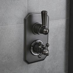 Milano Elizabeth - Traditional Concealed Thermostatic Twin Diverter Shower Valve - Black