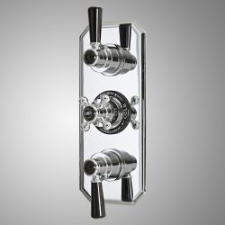 Milano Elizabeth - Traditional Concealed Thermostatic Triple Shower Valve - Chrome and Black