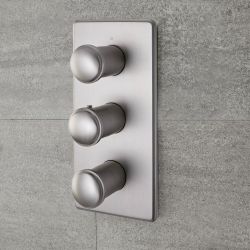 Milano Ashurst - Modern 3 Outlet Triple Diverter Thermostatic Shower Valve - Brushed Nickel