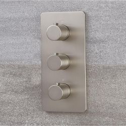 Milano Hunston - Modern Thermostatic Triple Diverter Shower Valve - Three Outlets - Brushed Nickel