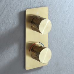 Milano Lune - Modern 2 Outlet Twin Diverter Thermostatic Shower Valve - Choice of Finish