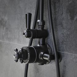Milano Elizabeth - Traditional Twin Exposed Thermostatic Shower Valve - Black