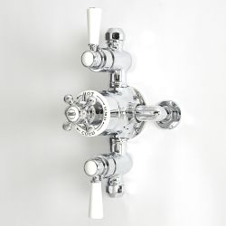 Milano Elizabeth - Traditional Triple Exposed Thermostatic Shower Valve - Chrome and White