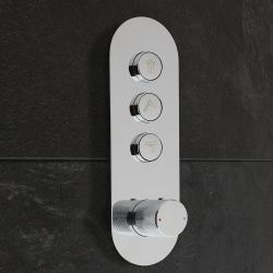 Milano Orta - 3 Outlet Round Push Button Thermostatic Shower Valve - Chrome