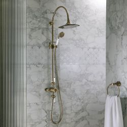 Milano Earlham - Art Deco Triple Exposed Thermostatic Shower with Rigid Riser Rail (2 Outlet) - Choice of Finish