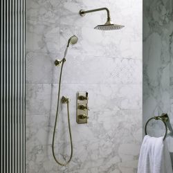 Milano Earlham - Art Deco Thermostatic Shower with Shower Head and Hand Shower (2 Outlets) - Choice of Finish