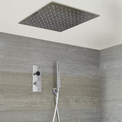 Milano Vis - Chrome Thermostatic Digital Shower with Recessed Shower Head and Hand Shower (2 Outlet)