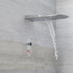 Milano Vis - Chrome Thermostatic Digital Shower with Round Waterblade Shower Head (2 Outlet)