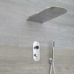 Milano Vis - Chrome Thermostatic Digital Shower with Waterblade Shower Head and Hand Shower (3 Outlet)