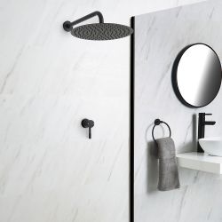 Milano Nero - Black Shower with Wall Mounted Round Shower Head (1 Outlet)