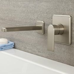 Milano Ashurst - Modern Wall Mounted Basin or Bath Mixer Tap - Brushed Nickel