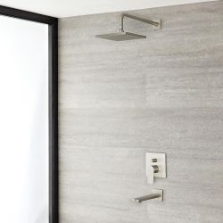 Milano Hunston - Brushed Nickel Shower with Diverter, Shower Head and Bath Spout (2 Outlet)