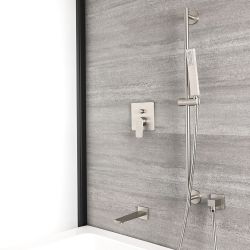 Milano Hunston - Manual Diverter Shower Valve, Riser Rail Kit and Spout - Brushed Nickel