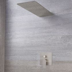 Milano Hunston - Brushed Nickel Shower with Diverter and Waterblade Shower Head (2 Outlet)