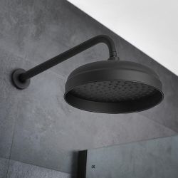 Milano Elizabeth - 200mm Traditional Apron Shower Head - Black