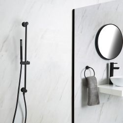 Milano Nero - Modern Riser Rail Kit with Hand Shower and Outlet Elbow - Black