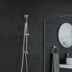 Milano Mirage - Modern Riser Rail Kit with Hand Shower and Integrated Elbow – Chrome